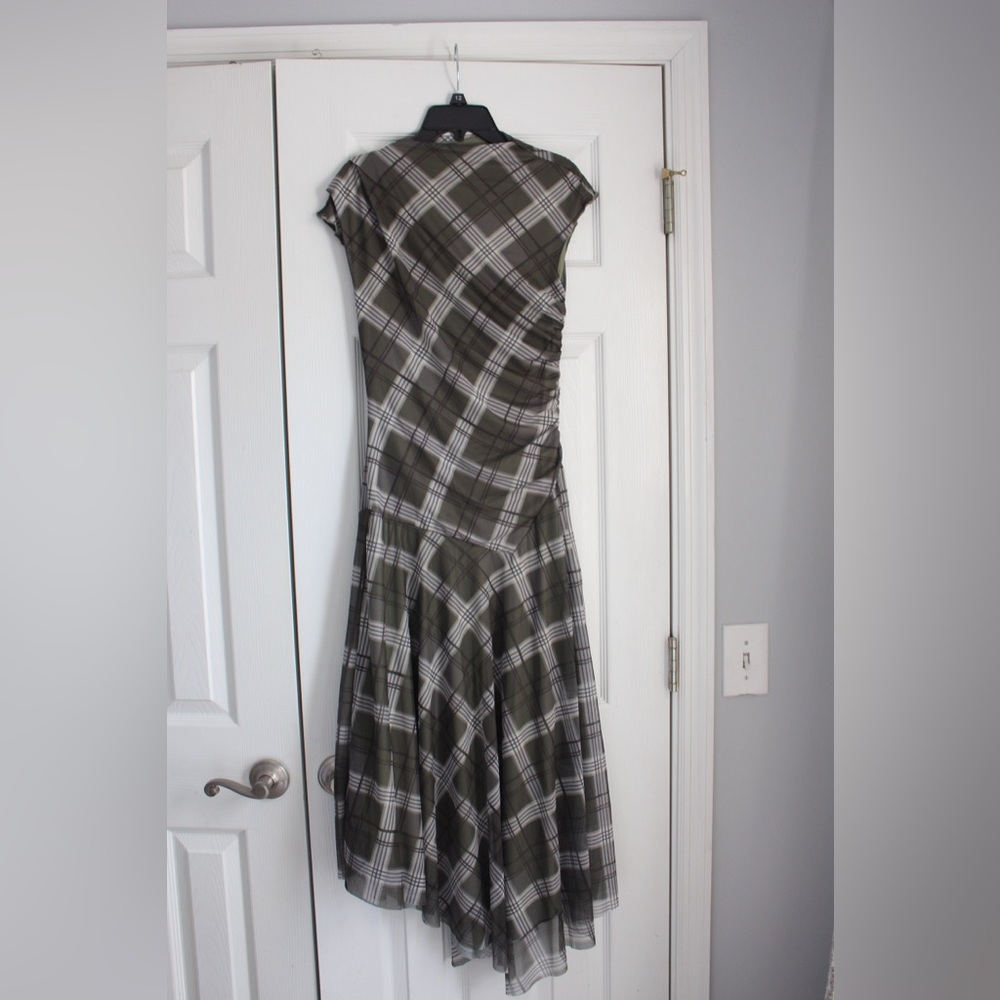 SHEIN Olive Green & White Plaid Maxi Dress